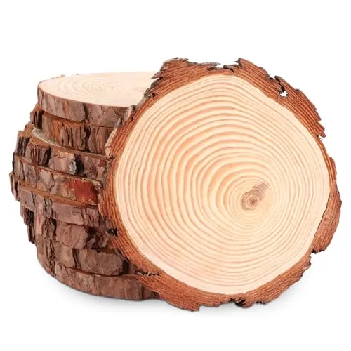 ASelected 8 Stück Holzscheiben 16-17CM Baumscheiben Holzscheiben zum Basteln Holz Log Scheiben 1.5 CM Dick für DIY Basteln Hochzeit Mittelstücke Weihnachten Dekoration Holzscheibe.n