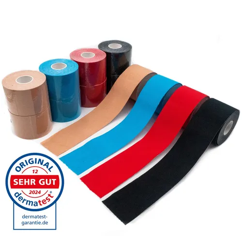 axion® Kinesiologie Tapes 12er Mix Set - Wasserfest & Hautfreundlich - Medizinische Tapes & Zubehör: 12 elastische, hautverträgliche Tapes in verschiedenen Farben, ideal für Sport und Alltag, mit langer Klebedauer und wasserfest für optimale Stabilisierung von Gelenken.
