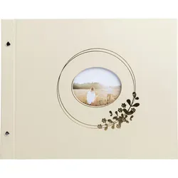 Exacompta 60233E Schraubalbum - Ringflower Latte mit 40 Seiten - Fotoalbum mit 40 weißen Seiten, ideal für bis zu 160 Fotos im 10x15cm-Format. Das elegante Design mit goldenem Schimmer und personalisierbarem Fenster macht es perfekt für Hochzeiten und besondere Anlässe.