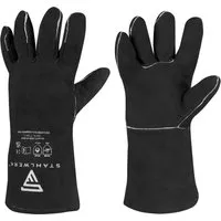 STAHLWERK Schweißerschutzhandschuhe XL - Robuste Hitzeschutzhandschuhe - Hitzebeständige Schweißerhandschuhe aus robustem Rindspaltleder, ideal für alle Schweißverfahren. Hoher Tragekomfort und extra dicke Verarbeitung für besten Schutz bei hohen Temperaturen.