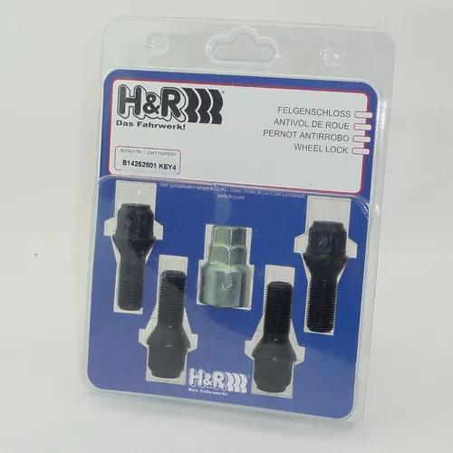 H&R Felgenschlösser Felgenschloss Satz M14x1,25x28mm Kegelbund B14252801KEY4|1