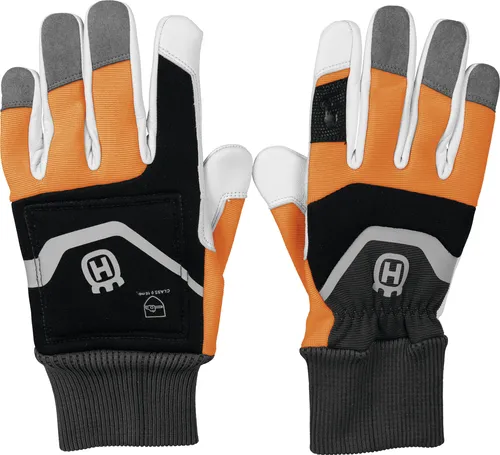 Husqvarna Schnittschutzhandschuh Functional 16m/s 10 - Arbeitshandschuhe mit 16m/s Schnittschutz, gefertigt aus strapazierfähigem Ziegenleder und ausgestattet mit Touchscreen-freundlichem Zeigefinger für maximale Flexibilität.