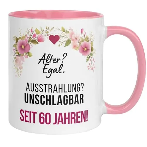 Geburtstag Frauen Geschenk Tasse | Ausstrahlung Unschlagbar – Seit 60 Jahren | Lustige Geschenk Geburtstagstasse mit Spruch 60. Geburtstag | 60ter Geburtstag - Witziges Geburtstagsgeschenk Frau 60