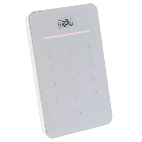 Burg Wächter Fernbedienung für Alarmanlage, SOS Funktion, Akku und batteriebetrieben, mit BURGprotect Smart Home kompatibel, Keypad 2100, Weiß, 39840, (B x H) 145 mm x 92 mm
