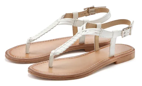 Zehentrenner VIVANCE Damen Sandalen, Gr. 41, Weiß - Modische Sandale aus 100% Ziegenleder mit Flecht-Optik, ideal für den Sommer. Perfekt für stilvolle Outfits und angenehmes Tragegefühl.