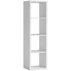Weißer Raumteiler mit 4 Fächern - Praktischer Raumteiler in Weiß aus Holz-Dekor, ideal zur individuellen Gestaltung Ihres Wohnbereichs. Mit 4 Fächern für Bücher, Pflanzen und Deko, belastbar bis 20 kg.
