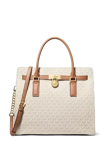 Michael Kors Hamilton Moderne Large Handtasche - Damen, Weiß - Elegante Handtasche aus hochwertigem Lederimitat in Vanilla/Acorn. Perfekt für den Alltag und stilvoller Begleiter für jede Gelegenheit.