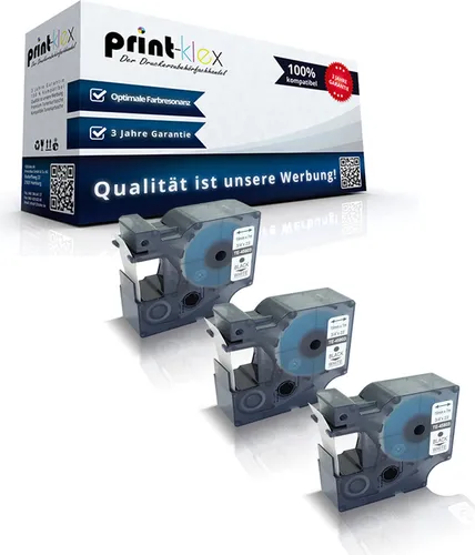 3x Kompatible Schriftbänder für Dymo 45803 Labelmanager 450 Series Labelmanager 500 TS Labelmanager PC S0720830 19 mm x 7 m 19mmx7m BK auf W Nylon Band - Office Line Serie