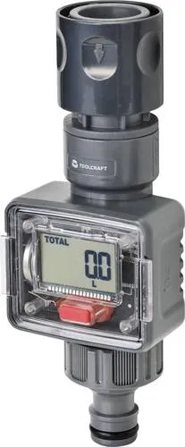 TOOLCRAFT TO-7153950 Wasserzähler - Micro-Drip-Bewässerungssystem, präzise Durchflussmessung mit 4 Modi und batteriebetrieben für effiziente Gartenbewässerung.