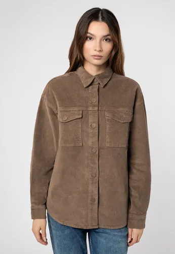 Eight 2 Nine Damen Cord Hemdjacke – Lässige Cordjacke mit Knopfleiste Brown S