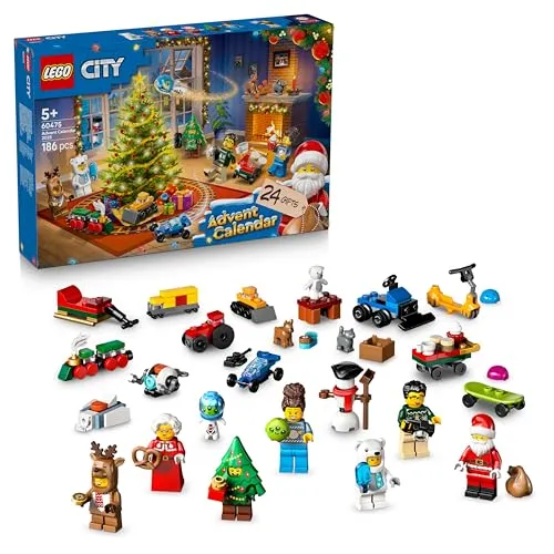 LEGO City 60475 Adventskalender 2025 - LEGO-Bausatz für Kinder ab 5 Jahren, mit 186 Bausteinen und vielen Überraschungen, um die Vorfreude auf Weihnachten zu steigern.