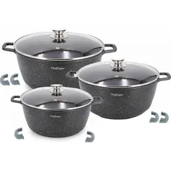 Cheffinger 6-teiliges schwarzes Topfset, Kochtopf Set | induktions Töpfe Set, Töpfe Induktion |Kochgeschirr Set,Topfset induktionsgeeignet DSC01 ... - Schwarz