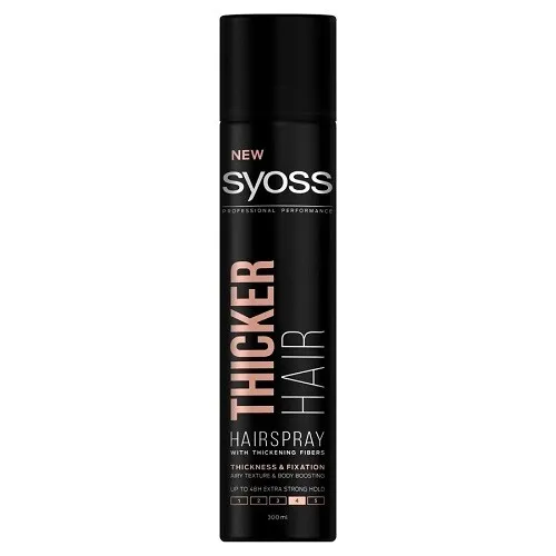 Thicker Hair Lakier do Włosów 4 Extra Strong 300ml Syoss - Frisierprodukte, extra starker Halt für voluminöses und glänzendes Haar, ideal gegen Frizz.