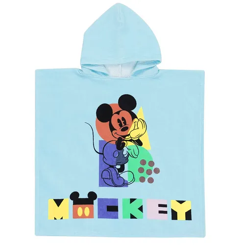 Mickey Mouse Formen Kapuzen Handtuch Pool Strand Poncho Blau Kinder Weich Cotton