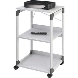 DURABLE Multimediawagen SYSTEM für Beamer und Overhead-Projektoren - Computertisch mit drei robusten Böden, verstellbarem Neigungswinkel und klappbarer oberer Platte für optimale Nutzung von Beamern und OHP-Projektoren. Ideal für Büros und öffentliche Einrichtungen.