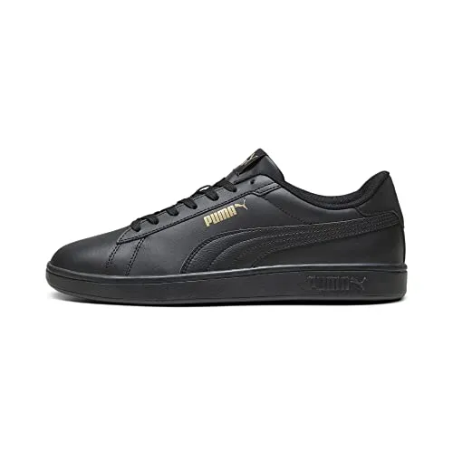 Puma Smash 3.0 L Sneaker Schwarz EU 42 - Sneaker aus weichem Leder mit gepolsterter SoftFoam+ Innensohle für optimalen Komfort. Ideal für Alltag und sportliche Aktivitäten. Zeitloses Design in klassischem Schwarz.