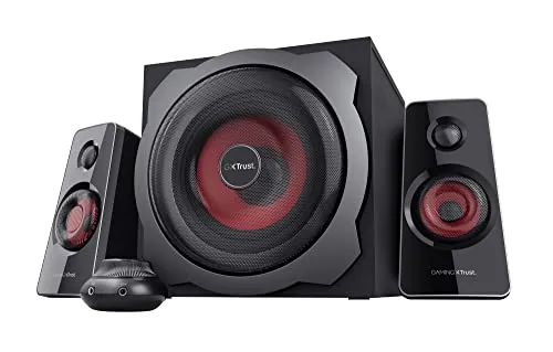 Trust Gaming GXT 38 2.1 Gaming Lautsprechersystem - 120 Watt Leistung, kraftvolle Bässe und vielseitige Kompatibilität für PC, Smartphone und Tablet