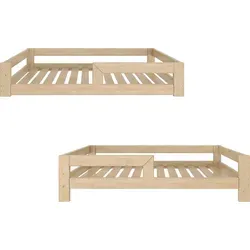 Bodenbett  umbaubar zum Kleinkindbett, 90x180 cm Bettbeine 11 cm