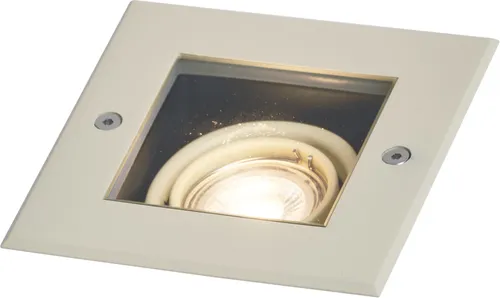Qazqa Modern Außen Bodenstrahler Oneon - Beige, 10W, IP65, Quadratisch - Der Oneon Bodeneinbaustrahler vereint modernes Design mit praktischer Funktionalität. Ideal für Terrasse und Gartenwege, bietet er dank drehbarer GU10-Fassung flexible Lichtgestaltung und ist wetterfest mit IP65 für langlebigen Einsatz.