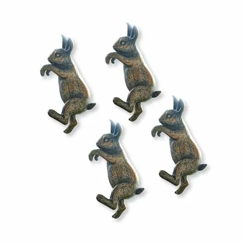Loberon Hase 4er Set Lorie, kreativ zu dekorieren, von Hand bemalt, überall einhängbar, Ostern, Osterfiguren, Osterdekoration, Polyresin, antikbraun
