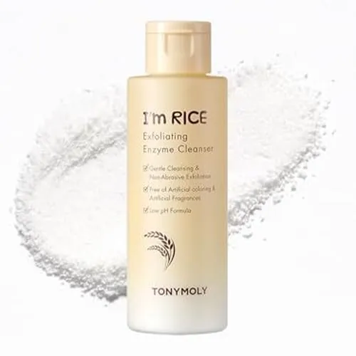 TONYMOLY I'm Rice Exfoliating Enzyme Cleanser, 60 g - Sanfter Gesichtsreiniger mit Reispulver und Papaya-Extrakt, ideal zur schonenden Reinigung und Pflege der Haut. Frei von künstlichen Duftstoffen und Farben.