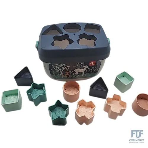 Fisher-Price - Babys erste Bausteine – Marineblaues Kitz, Set mit 10 Bausteinen