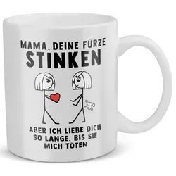 22Feels Tasse Mama Geschenk von Tochter Muttertag Geburtstag Mutter Weihnachten Frau, Keramik, Made in Germany, Spülmaschinenfest weiß