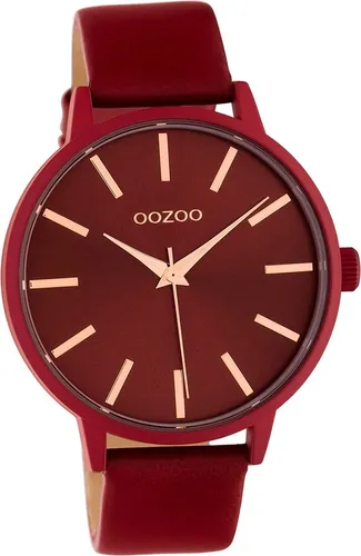Oozoo Leder Damen Uhr C10618 Analog Quarzuhr Armband rot Timepieces D2UOC10618