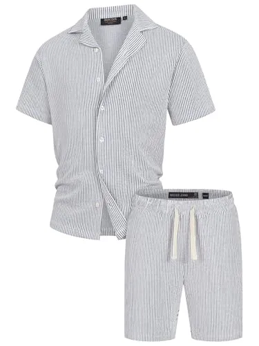 Indicode Herren INLino Set Shorts & Shirt Set – Stylisches Freizeitoutfit in Sky Captain, XL - Bequemes Set aus Sweatshorts und T-Shirt aus atmungsaktiver Baumwollmischung, ideal für warme Tage. Pflegeleicht und knitterarm – perfekt für unterwegs. Lässiger Look für maximale Bewegungsfreiheit!