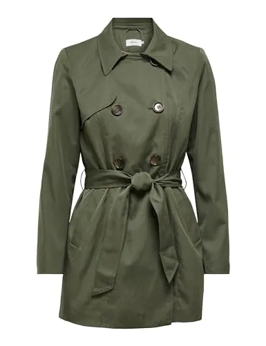 ONLVALERIE Trenchcoat OTW NOOS - Femininer Damenmantel für die Übergangszeit, Regular Fit mit klassischem Reverskragen und Gürtel, leicht gefüttert für optimalen Tragekomfort.