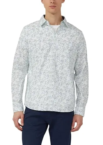 s.Oliver Slim Fit Langarmhemd mit All-over-Print - Elegantes Slim Fit Langarmhemd aus leichter Baumwolle mit stylischem All-over-Print und Kentkragen. Ideal für modische Anlässe, bietet es optimalen Tragekomfort und eine Brusttasche als praktisches Detail.