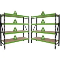 TRUTZHOLM Schwerlastregal Milo 2x 200x190x60 cm - Steckbar und erweiterbar - 2x TRUTZHOLM Schwerlastregal Milo, ideal für schwere Lasten mit 4 Tonnen Traglast pro Regal. Robustes Stecksystem für platzsparende Lagerung und einfache Erweiterung.