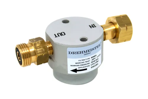 DREHMEISTER Gasflaschenfilter Smart W21,8 x 1/14 LH - Gasfilter für LPG GPL, sorgt für optimale Sicherheit und schützt Ihre Geräte vor Verunreinigungen.