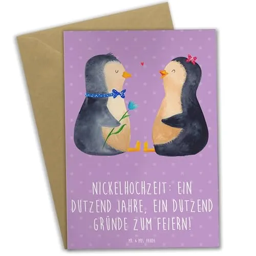 Mr. & Mrs. Panda babykarte 12 Hochzeitstag Nickelhochzeit - Geschenk, Beziehung feiern, Grußkarte, kommunionskarte, einladungskarten, Beileidskarte, Heirat, Geschenke, Heiraten, Fest, genesungskarte