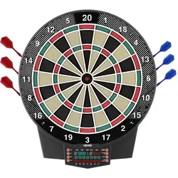 VEVOR Elektronische Dartscheibe 393 mm - Dartscheiben mit 43 Spielen für bis zu 8 Spieler, LCD-Punkteanzeige und 6 Darts. Perfekt für Partys, schnell installiert und sorgt für Spaß ohne Wände zu beschädigen.