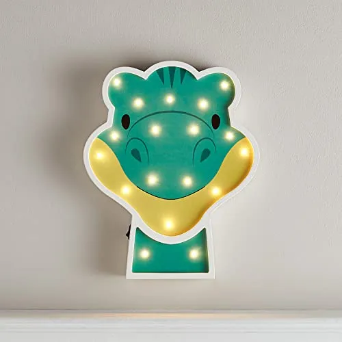 Lights4fun LED Wandleuchte Dino mit Timer für Kinderzimmer - Wunderschöne LED Wandleuchte im Dino-Design mit Timer für eine gemütliche Atmosphäre im Kinderzimmer. Ideal als Nachtlicht, batteriebetrieben für flexible Platzierung.