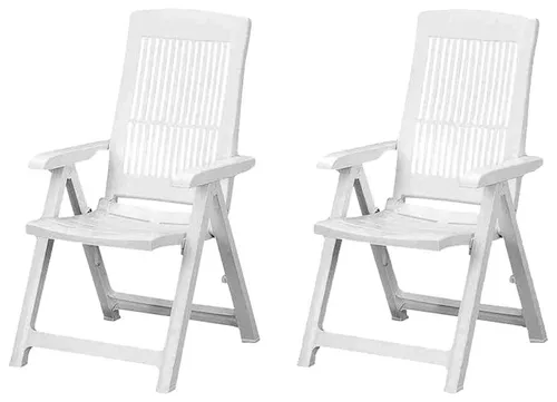 PROGARDEN Tampa SET 2x Klappsessel - Weiß - Gartenstühle mit mehrfach verstellbarer Rückenlehne für optimalen Komfort. Wetterfestes Vollkunststoffgestell, ideal für jeden Garten und platzsparend klappbar.