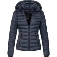 Navahoo Damen Übergangsjacke Lulana Navy Gr. S - Modische Funktionsjacke mit abnehmbarer Kapuze, wasserabweisendem Material und figurschmeichelndem Schnitt – ideal für den Übergang!