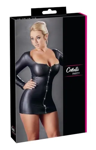 Cottelli Collection Sexy Dessous Mädchen Kleider mit glitzerndem Reißverschluss, Größe S Sexy Lingerie Extenders Bra Bondage Set schwarz