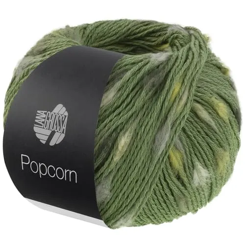 LANA GROSSA Popcorn | Effektnetzgarn gefüllt mit bunten, flauschigen Farbspots | Handstrickgarn aus 100% Baumwolle | 50g Wolle, Stricken & Häkeln | 125m Garn FB 15