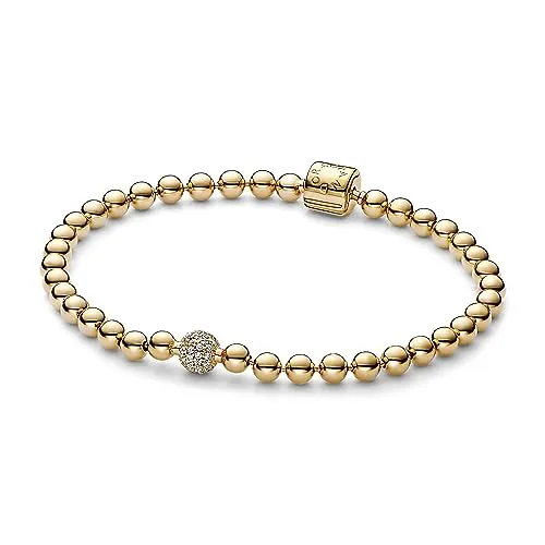 PANDORA Kugeln & Pavé Armband aus Sterling Silber - Armband für Damen mit eleganten Kugeln und Pavé, 14 Karat vergoldet, ideal für individuelle Styles und Kombinationen.
