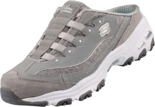 Skechers Sport D'Lites Schlupfschuhe für Damen - Komfort und Stil in Grau Weiß, 41 EU - Damen-Sneaker mit luftgekühlter Memory Foam-Einlegesohle für optimalen Komfort und Dämpfung, ideal für aktive Frauen.