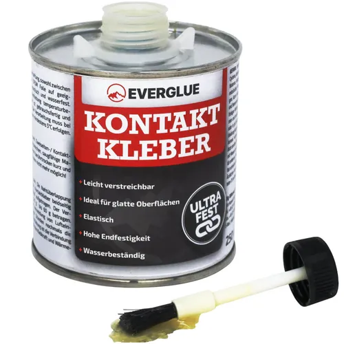 Everglue Klebstoff Kontaktkleber auf Lösemittelbasis 250g Pinseldose, (1-tlg), 250g Pinseldose