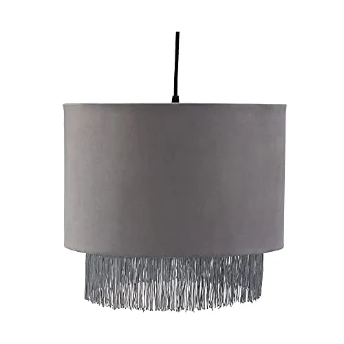 Pauleen 48211 Noble Reverie Pendelleuchte max. 20 Watt Grau, Schwarz Samt, Metall E27