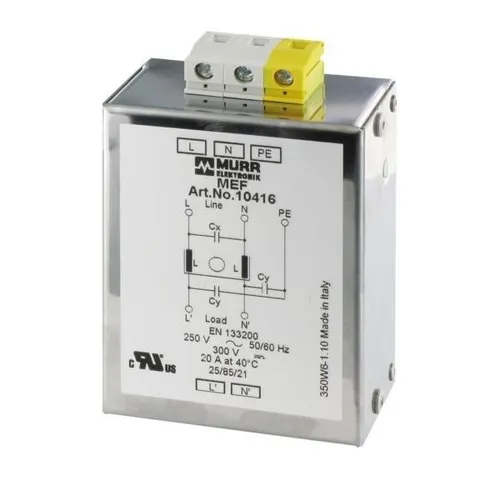 Murr Elektronik MEF Netzentstörfilter 1-phasig 20A - Effizienter Universalfilter für Elektrotechnik, schützt vor Störungen und ist aufschnappbar für einfache Installation.