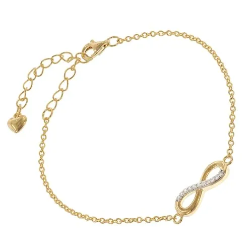 trendor Gliederarmband Unendlichkeit 925 Silber Vergoldet - Elegantes Infinity-Armband für Damen aus 925 Silber, verziert mit funkelnden Zirkonias, anpassbare Länge von 15 cm bis 19,5 cm, ideal für besondere Anlässe.