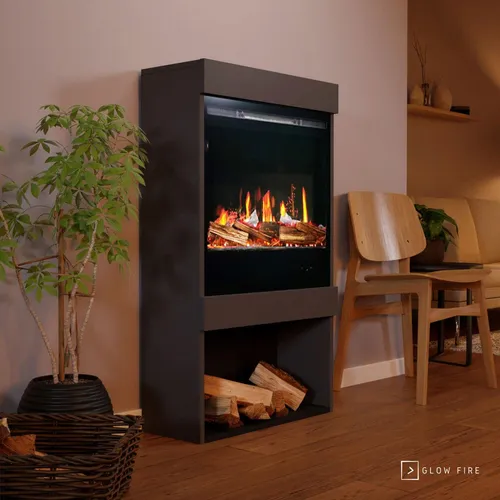 Glow Fire SCM-1 Elektrokamin mit Screen Motion - Eleganter Elektrokamin mit realistischer LED-Flammenanzeige und Heizfunktion. Genießen Sie 3 Flammenfarben und eine stimmungsvolle Atmosphäre. Flexibel steuerbar per App oder Fernbedienung.