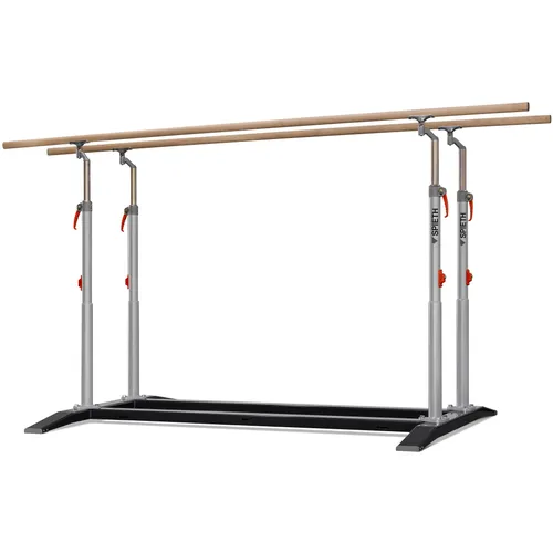 Spieth Turnbarren "Melbourne Pro" mit Transporteinrichtung - Robuster Turnbarren für Wettkämpfe – Höhenverstellbar von 160-210 cm in 5-cm-Schritten und stufenlos verstellbare Breite von 41 bis 71 cm. Ideal für dynamisches Training und mobil dank integrierter Transporteinrichtung.