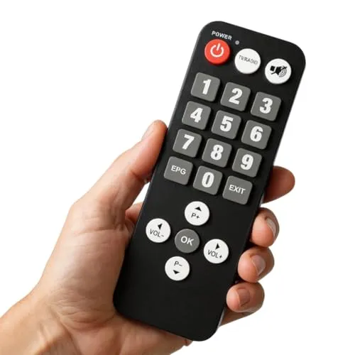 RED OPTICUM Senioren Fernbedienung für S-Box Sat Receiver - Extra große Tasten für einfache Bedienung des HD Satelliten Receiver - Senior Remote Control
