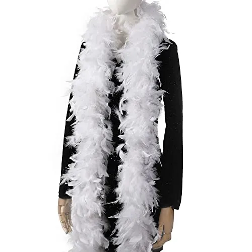 Larryhot 60g Weiß Feather Boa-2 Yards Türkei Boa Federn für Party Bulk, Weihnachten, Hochzeit Mittelstücke, Kostüm, Konzert, Haustier und Heimdekoration (Weiß)